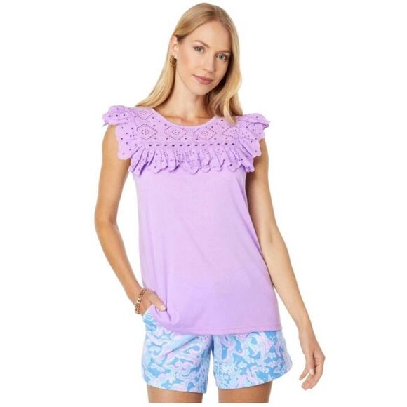 Lilly Pulitzer  Bev flutter sleeve tank NWOT size Medium - Picture 1 of 8